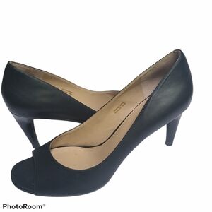 Via Spiga Leather Peep Toe Heels